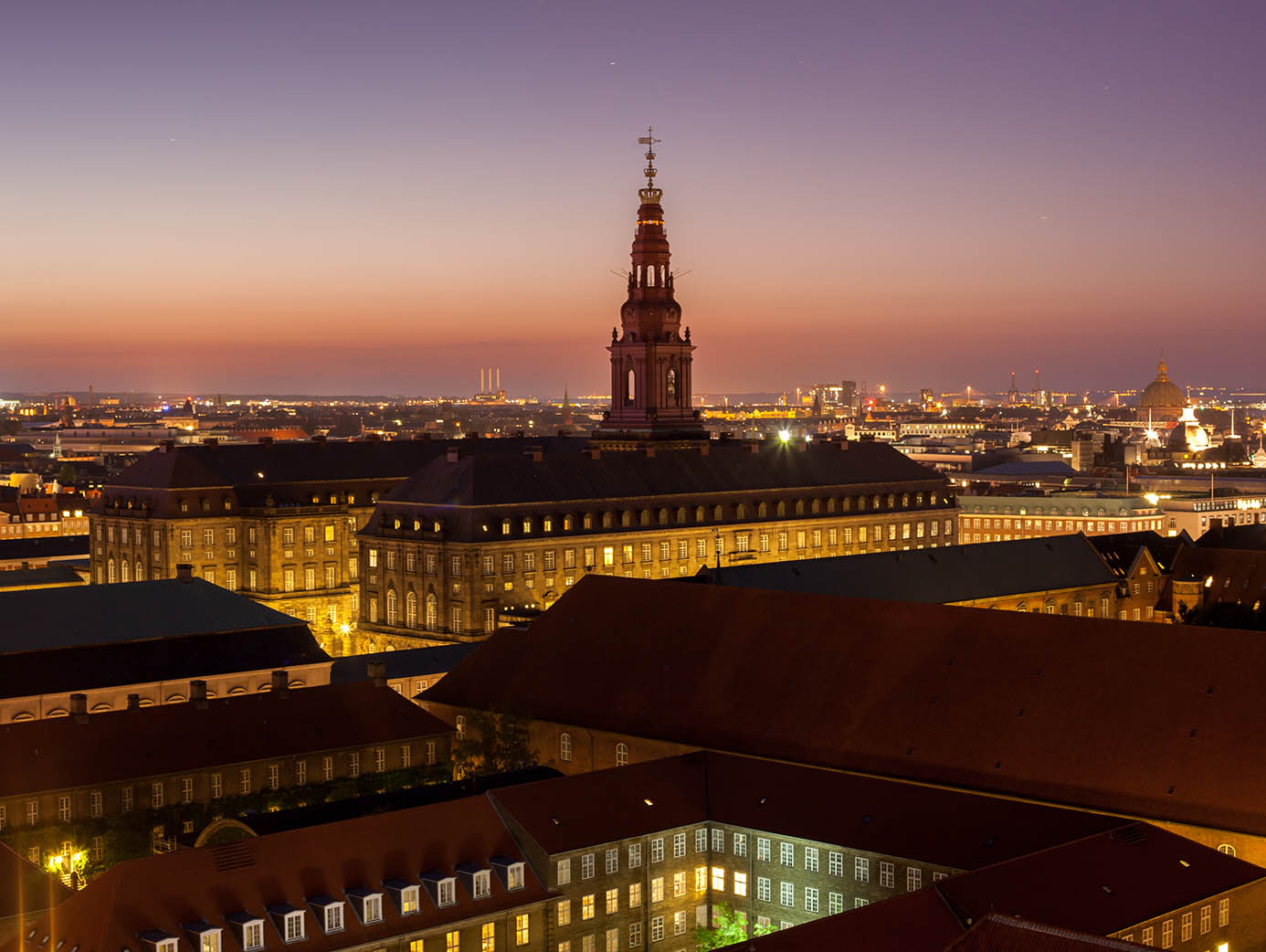 Christiansborg Palace Building At Night